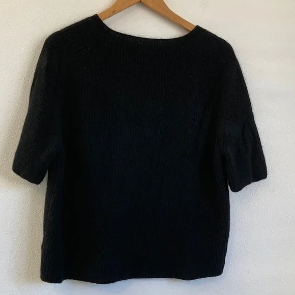 Frame Denim Cashmere Baby Wool Yak Sweater Tee Black Crew Neck Small - Picture 6 of 8